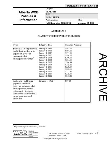 Policy 0408 Part 2 Addendum B - January 2009