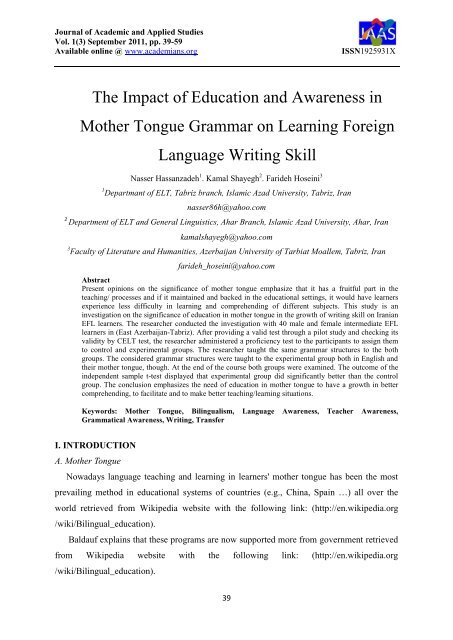 The Impact Of Education And Awareness In Mother Tongue