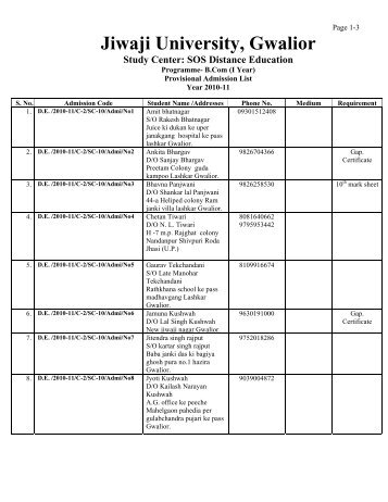 B.Com I Year.pdf - Jiwaji University, Gwalior