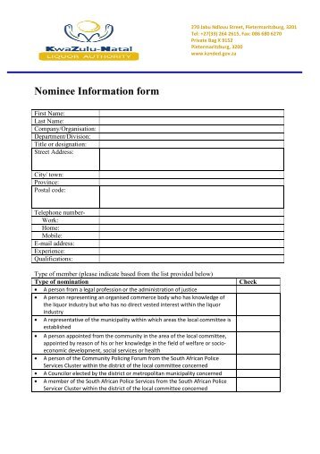 Form for local committee nomination - Department of Economic ...