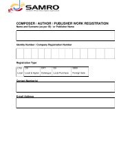 Notification of Works form - Composer/Author/Publisher - Samro