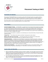 Placement Testing at HACC