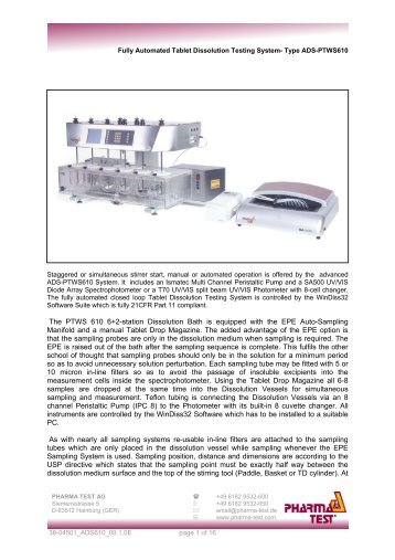 Technical data (PDF) - Pharma Test