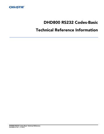 Christie DHD800 Serial Communications Protocol-Basic
