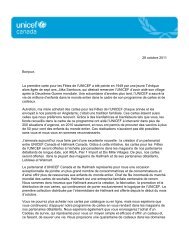 Lettre Ã  nos prÃ©cieux bienfaiteurs et bienfaitrices - UNICEF Canada