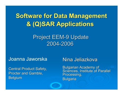 Software for Data Management & (Q)SAR Applications - Cefic LRI