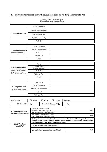 Download PDF: Inbetriebsetzungsprotokoll - EVM Netz