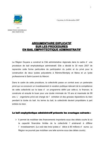 Note Argumentaire sur les procédures du BEA - Région Guyane