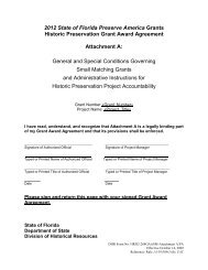 Historic Preservation Grant Award Agreement - Florida Division of ...