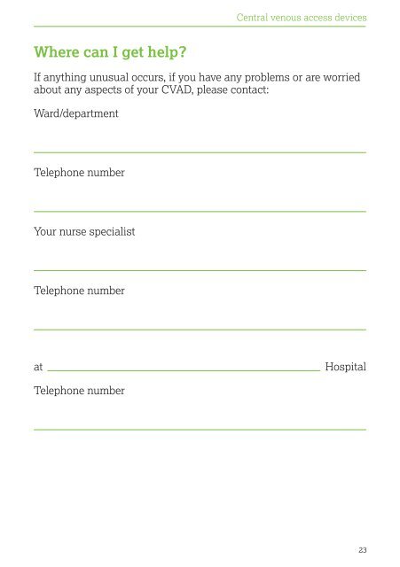 Central Venous Access Devices - The Royal Marsden