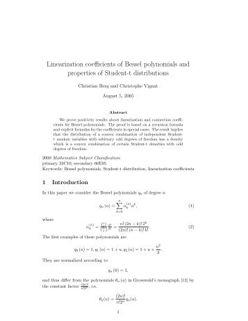 Linearization coefficients of Bessel polynomials and properties of ...