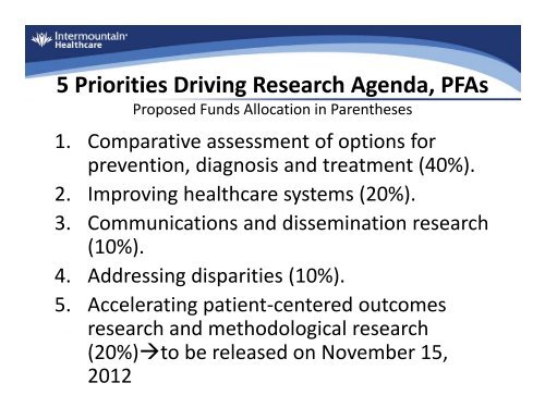 PCORI FUNDamentals - Intermountain Healthcare