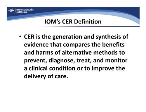 PCORI FUNDamentals - Intermountain Healthcare