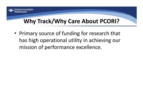 PCORI FUNDamentals - Intermountain Healthcare