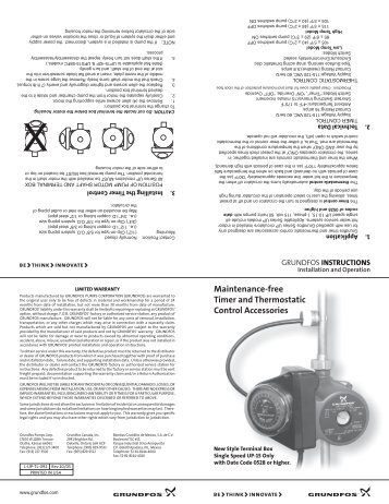 Maintenance-free Timer and Thermostatic Control ... - Grundfos