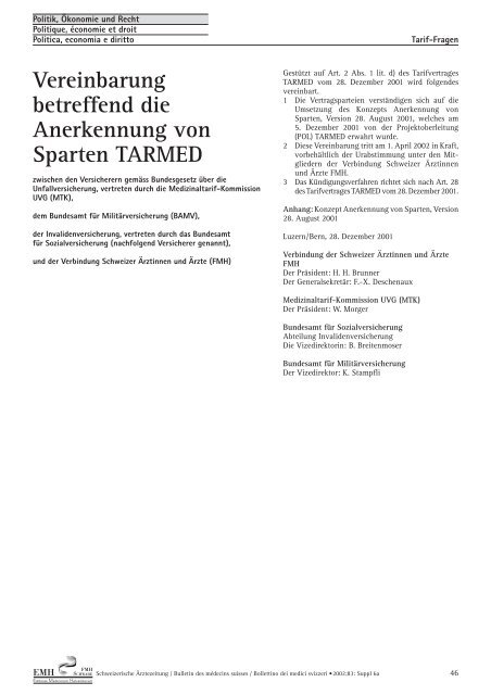 Beilage zu Nr. 5/2002 - Schweizerische Ãrztezeitung