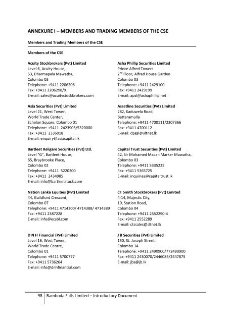 Introductory Document - Colombo Stock Exchange