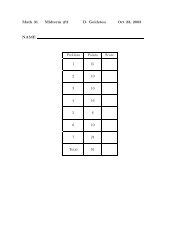 Math 31 Midterm #2 D. Goldston Oct 23, 2003 NAME Problem Points ...