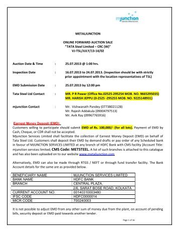 Tata Steel Ltd - CRC West - Tarapur - Login - Metaljunction