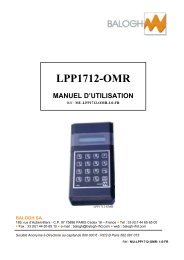 Manuel d'utilisation LPP1712 OMR - Balogh technical center