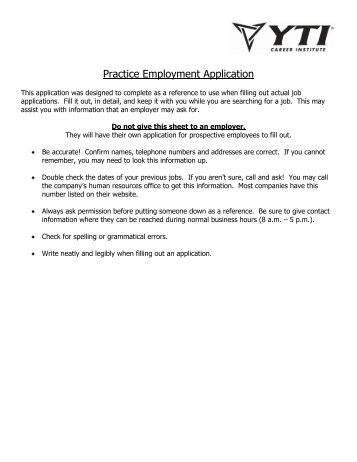 Practice Employment Application