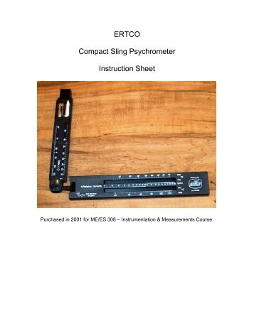 ERTCO Compact Sling Psychrometer Instruction Sheet