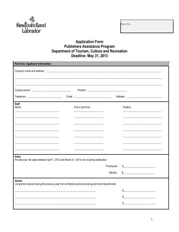 Download application form - Tourism, Culture and Recreation