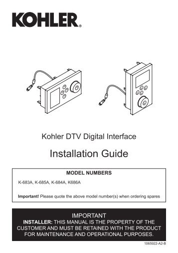 Installation Instructions - Kohler New Zealand