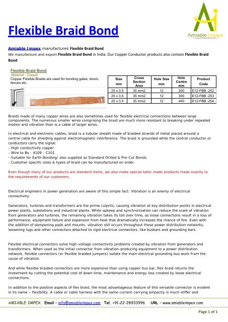 Flexible Braid Bond - Amiable Impex