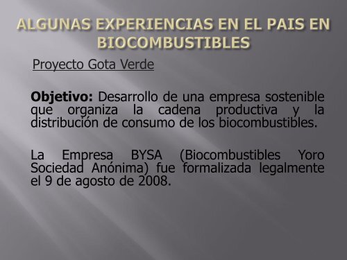 BIOCOMBUSTIBLES EN HONDURAS