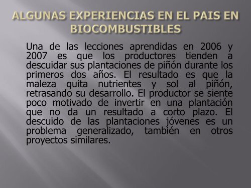 BIOCOMBUSTIBLES EN HONDURAS