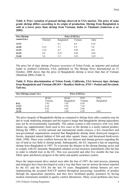 a compliance study of Bangladesh shrimp aquaculture - The United ...