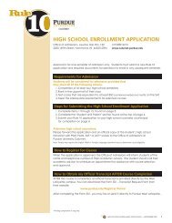 high school enrollment application - Purdue University Calumet