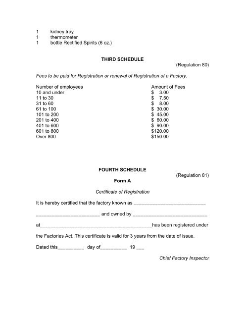 JAMAICA THE FACTORIES ACT REGULATIONS (under ... - ILO