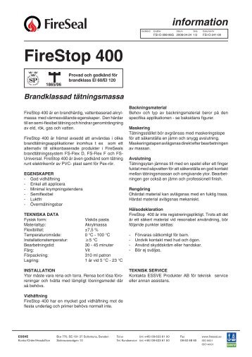 FS-Firestop 400 - BrandEx BrandtÃ¤tningar AB