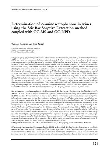 Determination of 2-aminoacetophenone in wines using the Stir Bar ...