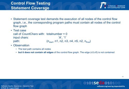 Control Flow Testing - Software Engineering: Dependability