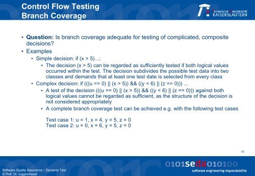 Control Flow Testing - Software Engineering: Dependability