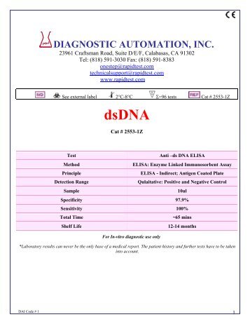 dsDNA - Diagnostic Automation : Cortez Diagnostics