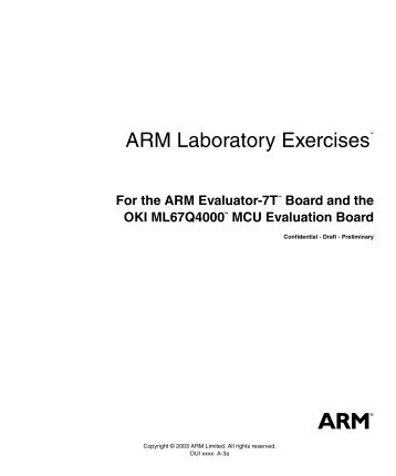 ARM Laboratory Exercises For the ARM Evaluator-7T Board and ...