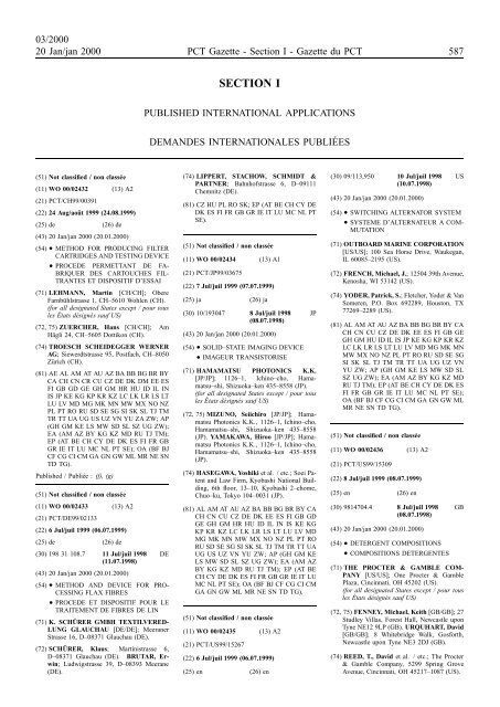 PCT/2000/3 : PCT Gazette, Weekly Issue No. 3, 2000 - WIPO