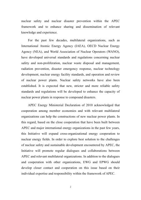 APEC Nuclear Safety and Nuclear Disaster Prevention Initiative (draft)