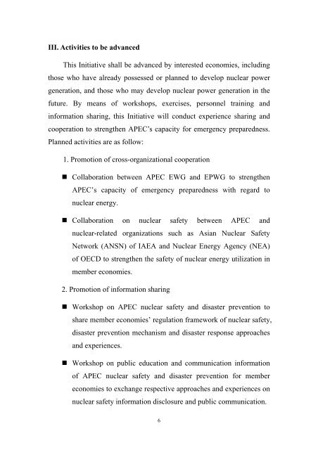 APEC Nuclear Safety and Nuclear Disaster Prevention Initiative (draft)