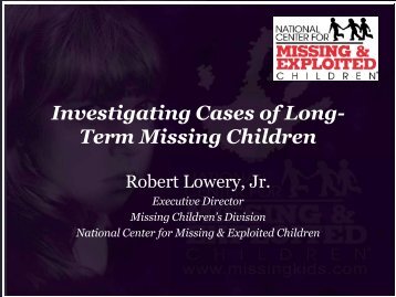 Missing Children in America's Schools - Projects at NFSTC.org