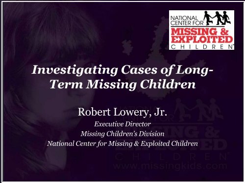 Missing Children in America's Schools - Projects at NFSTC.org