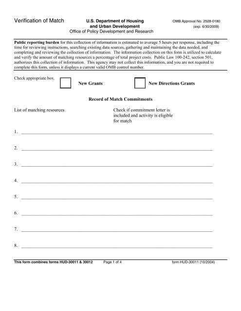 Verification of Match - HUD