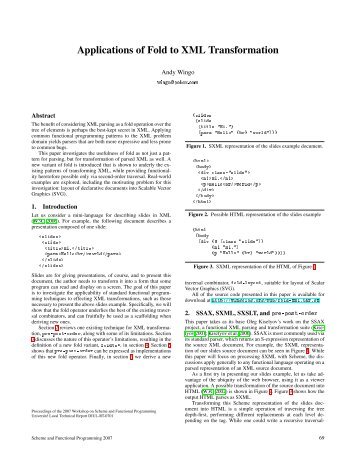 Applications of Fold to XML Transformation - Scheme and ...