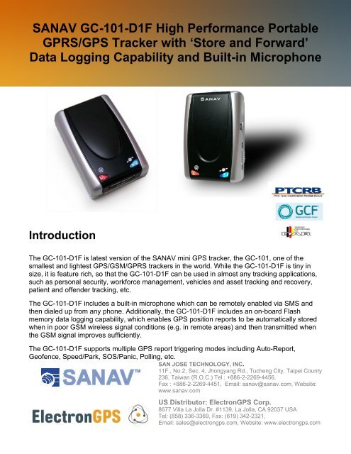 SANAV GC-101-D1F High Performance Portable ... - ElectronGPS