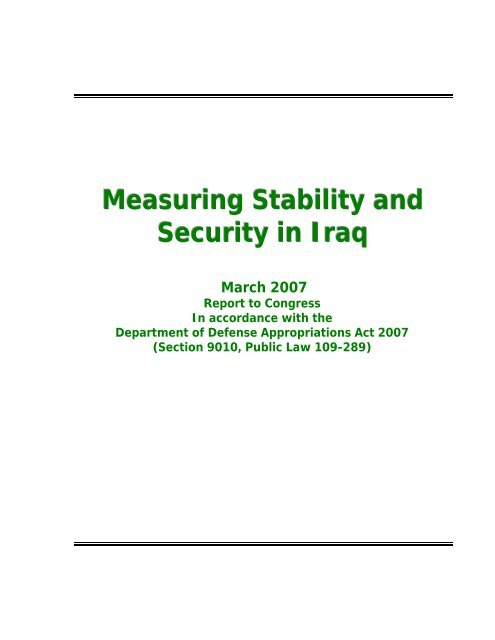 Measuring Stability and Security in Iraq - United States Department ...