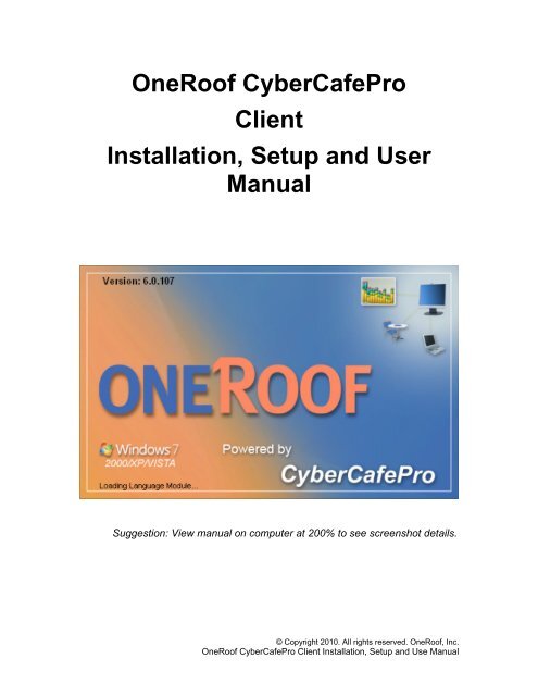 OneRoof - CyperCafePro – Client User Manual - CyberCafePro